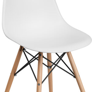 Wholesale Elon Series White Plastic Chair with Wooden Legs