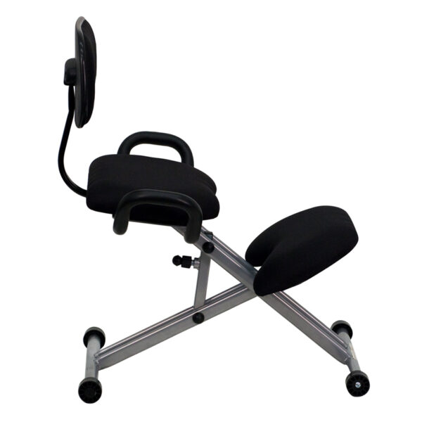 Lowest Price Ergonomic Kneeling Office Chair with Back and Handles in Black Fabric