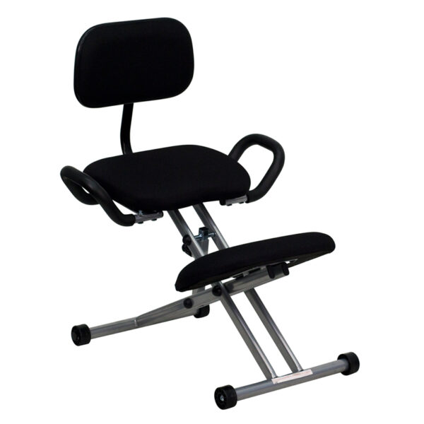 Wholesale Ergonomic Kneeling Office Chair with Back and Handles in Black Fabric