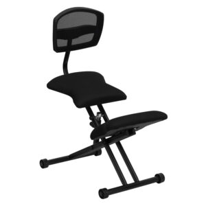Wholesale Ergonomic Kneeling Office Chair with Back in Black Mesh and Fabric