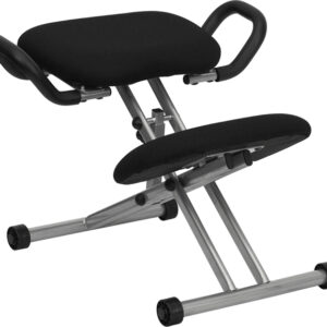Wholesale Ergonomic Kneeling Office Chair with Handles in Black Fabric