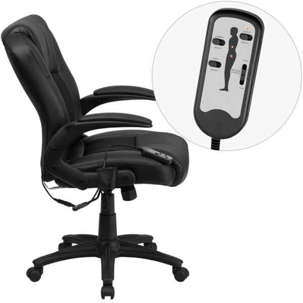 Lowest Price Ergonomic Massaging Black Leather Executive Swivel Office Chair with Arms