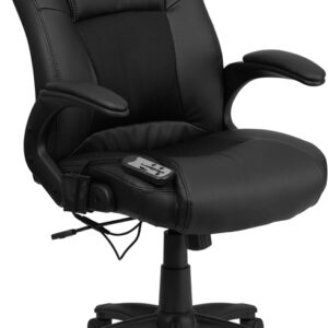 Wholesale Ergonomic Massaging Black Leather Executive Swivel Office Chair with Arms