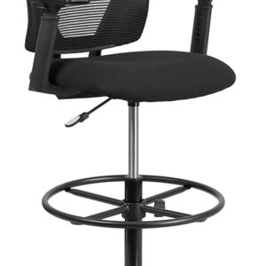 Wholesale Ergonomic Mid-Back Mesh Drafting Chair with Black Fabric Seat