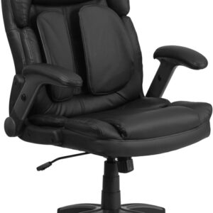 Wholesale Extreme Comfort High Back Black Leather Executive Swivel Ergonomic Office Chair with Flip-Up Arms