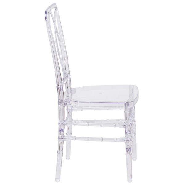 Lowest Price Flash Elegance Crystal Ice Stacking Chair with Designer Back