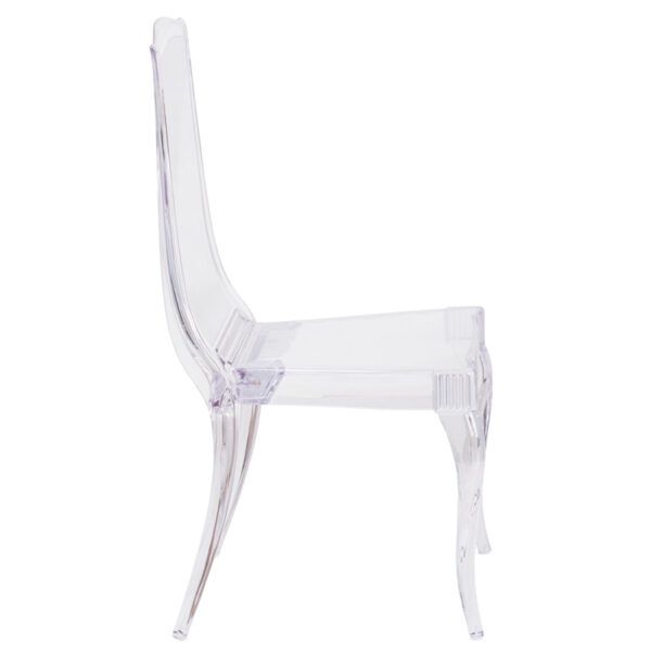Lowest Price Flash Elegance Crystal Ice Stacking Chair with Full Back Vertical Line Design