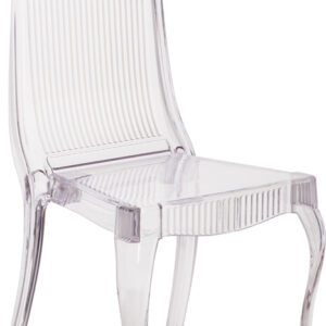 Wholesale Flash Elegance Crystal Ice Stacking Chair with Full Back Vertical Line Design