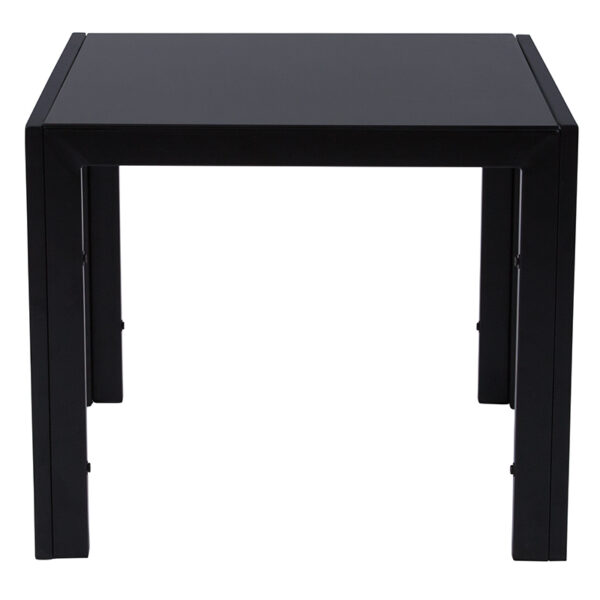 Lowest Price Franklin Collection Sleek Black Glass End Table with Black Metal Legs