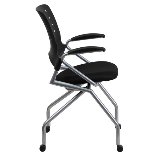 Lowest Price Galaxy Mobile Nesting Chair with Arms and Black Fabric Seat