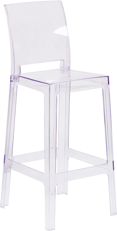 Wholesale Ghost Barstool with Square Back in Transparent Crystal