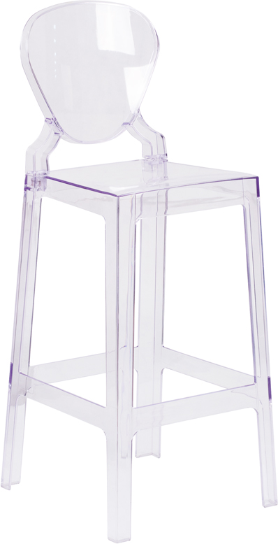 Wholesale Ghost Barstool with Tear Back in Transparent Crystal