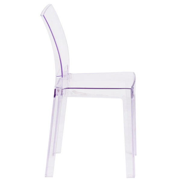 Lowest Price Ghost Chair with Square Back in Transparent Crystal