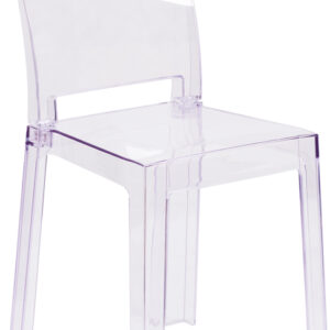 Wholesale Ghost Chair with Square Back in Transparent Crystal