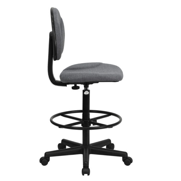 Lowest Price Gray Fabric Drafting Chair (Cylinders: 22.5''-27''H or 26''-30.5''H)