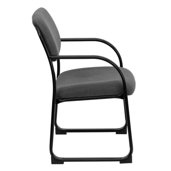 Lowest Price Gray Fabric Executive Side Reception Chair with Sled Base