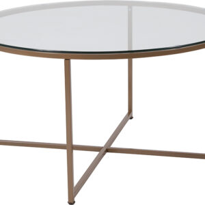 Wholesale Greenwich Collection Glass Coffee Table with Matte Gold Frame