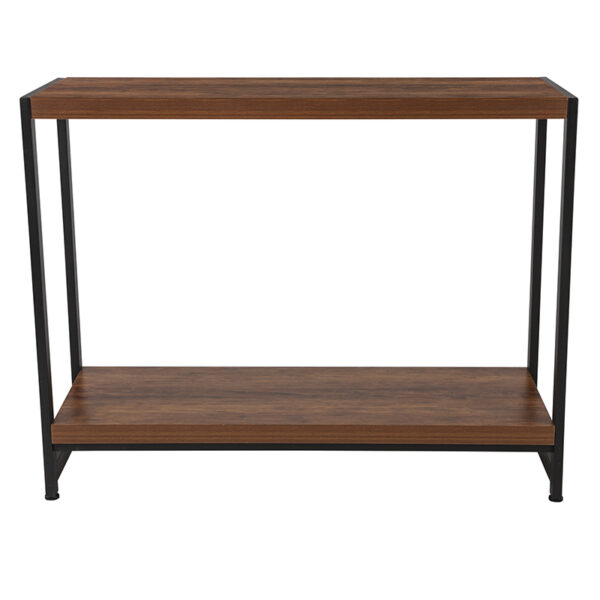 Lowest Price Grove Hill Collection Rustic Wood Grain Finish Console Table with Black Metal Frame