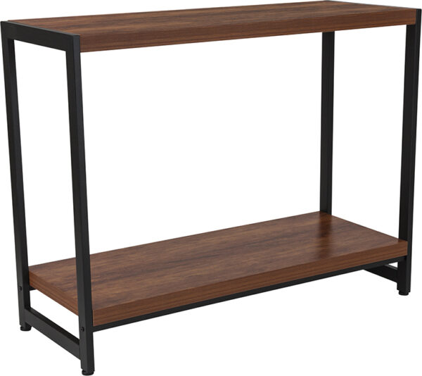 Wholesale Grove Hill Collection Rustic Wood Grain Finish Console Table with Black Metal Frame