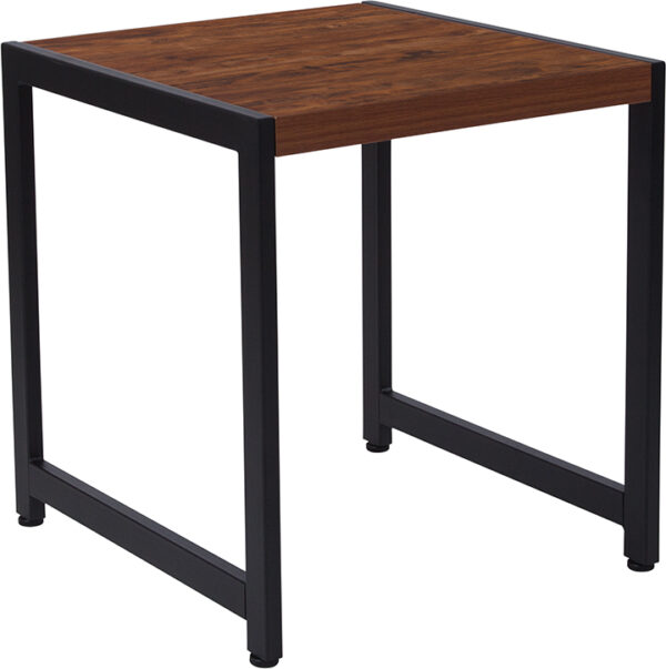 Wholesale Grove Hill Collection Rustic Wood Grain Finish End Table with Black Metal Frame