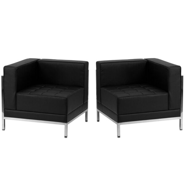 Lowest Price HERCULES Imagination Series Black Leather 2 Piece Corner Chair Set