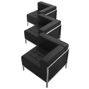 Wholesale HERCULES Imagination Series Black Leather 3 Piece Corner Chair Set