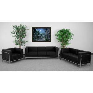 Wholesale HERCULES Imagination Series Black Leather 3 Piece Sofa Set