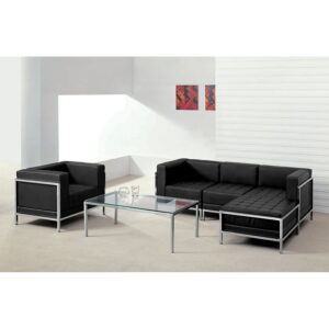 Wholesale HERCULES Imagination Series Black Leather Sectional & Chair