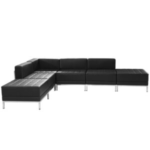 Wholesale HERCULES Imagination Series Black Leather Sectional Configuration