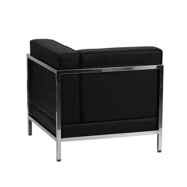Contemporary Modular Reception Sectional Black Leather Sectional