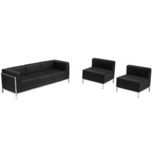 Wholesale HERCULES Imagination Series Black Leather Sofa & Chair Set