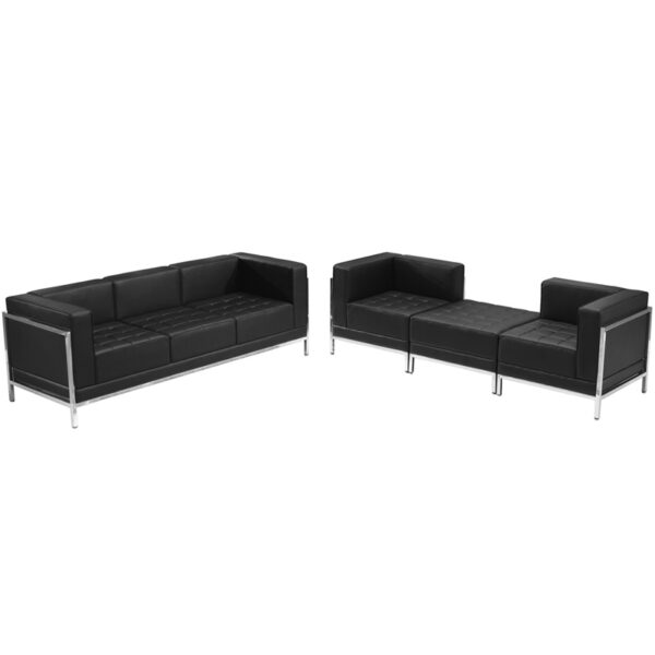 Wholesale HERCULES Imagination Series Black Leather Sofa & Lounge Chair Set