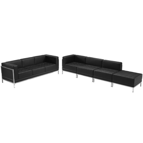 Wholesale HERCULES Imagination Series Black Leather Sofa & Lounge Chair Set