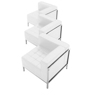 Wholesale HERCULES Imagination Series Melrose White Leather 3 Piece Corner Chair Set