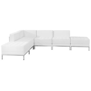 Wholesale HERCULES Imagination Series Melrose White Leather Sectional Configuration
