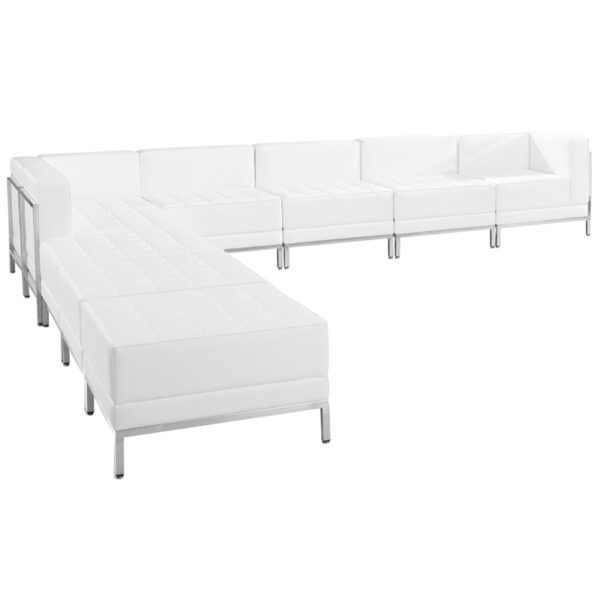 Wholesale HERCULES Imagination Series Melrose White Leather Sectional Configuration