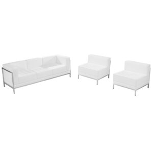 Wholesale HERCULES Imagination Series Melrose White Leather Sofa & Chair Set