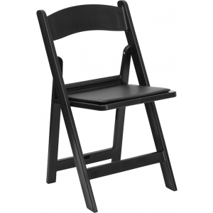 Wholesale HERCULES Series 1000 lb. Capacity Black Resin Folding Chair with Black Vinyl Padded Seat