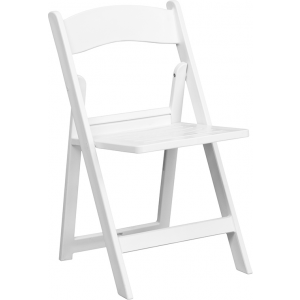 Wholesale HERCULES Series 1000 lb. Capacity White Resin Folding Chair with Slatted Seat