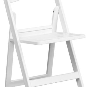 Wholesale HERCULES Series 1000 lb. Capacity White Resin Folding Chair with Slatted Seat