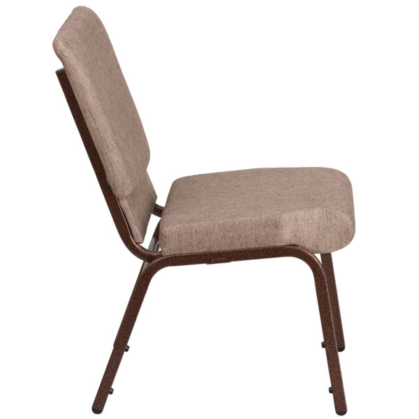 Lowest Price HERCULES Series 18.5''W Stacking Church Chair in Beige Fabric - Copper Vein Frame