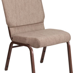 Wholesale HERCULES Series 18.5''W Stacking Church Chair in Beige Fabric - Copper Vein Frame