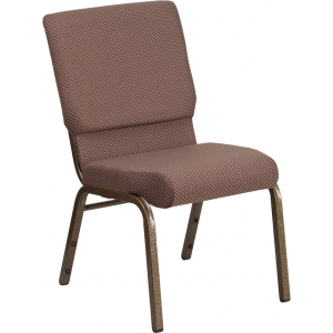 Wholesale HERCULES Series 18.5''W Stacking Church Chair in Brown Dot Fabric - Gold Vein Frame