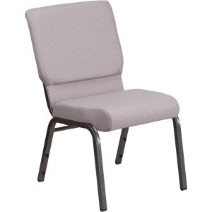 Wholesale HERCULES Series 18.5''W Stacking Church Chair in Gray Dot Fabric - Silver Vein Frame