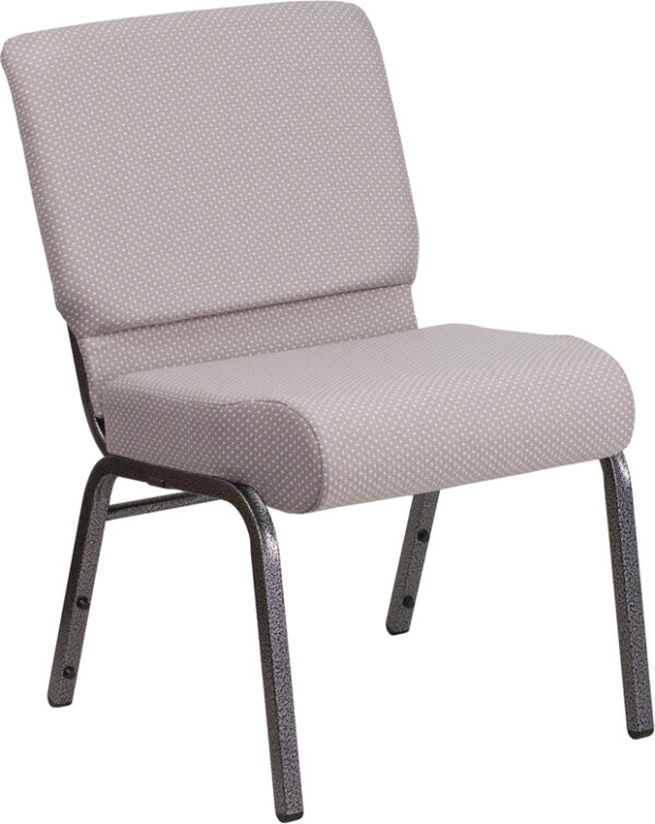 Wholesale HERCULES Series 21''W Church Chair in Gray Dot Fabric - Silver Vein Frame