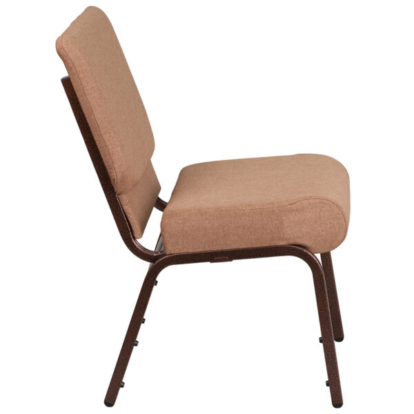 Lowest Price HERCULES Series 21''W Stacking Church Chair in Caramel Fabric - Copper Vein Frame