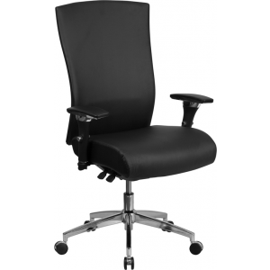 Wholesale HERCULES Series 24/7 Intensive Use 300 lb. Rated Black Leather Multifunction Ergonomic Office Chair with Seat Slider