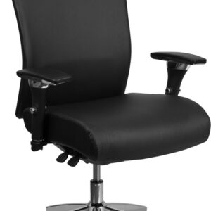 Wholesale HERCULES Series 24/7 Intensive Use 300 lb. Rated Black Leather Multifunction Ergonomic Office Chair with Seat Slider