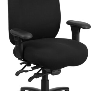 Wholesale HERCULES Series 24/7 Intensive Use Big & Tall 350 lb. Rated Black Fabric Multifunction Ergonomic Office Chair - Foot Ring