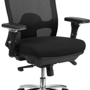 Wholesale HERCULES Series 24/7 Intensive Use Big & Tall 350 lb. Rated Black Mesh Multifunction Swivel Ergonomic Office Chair